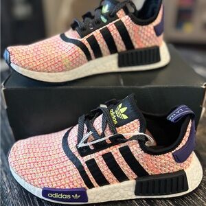 adidas Pink Multi Knit NMD R1 with Black Stripes